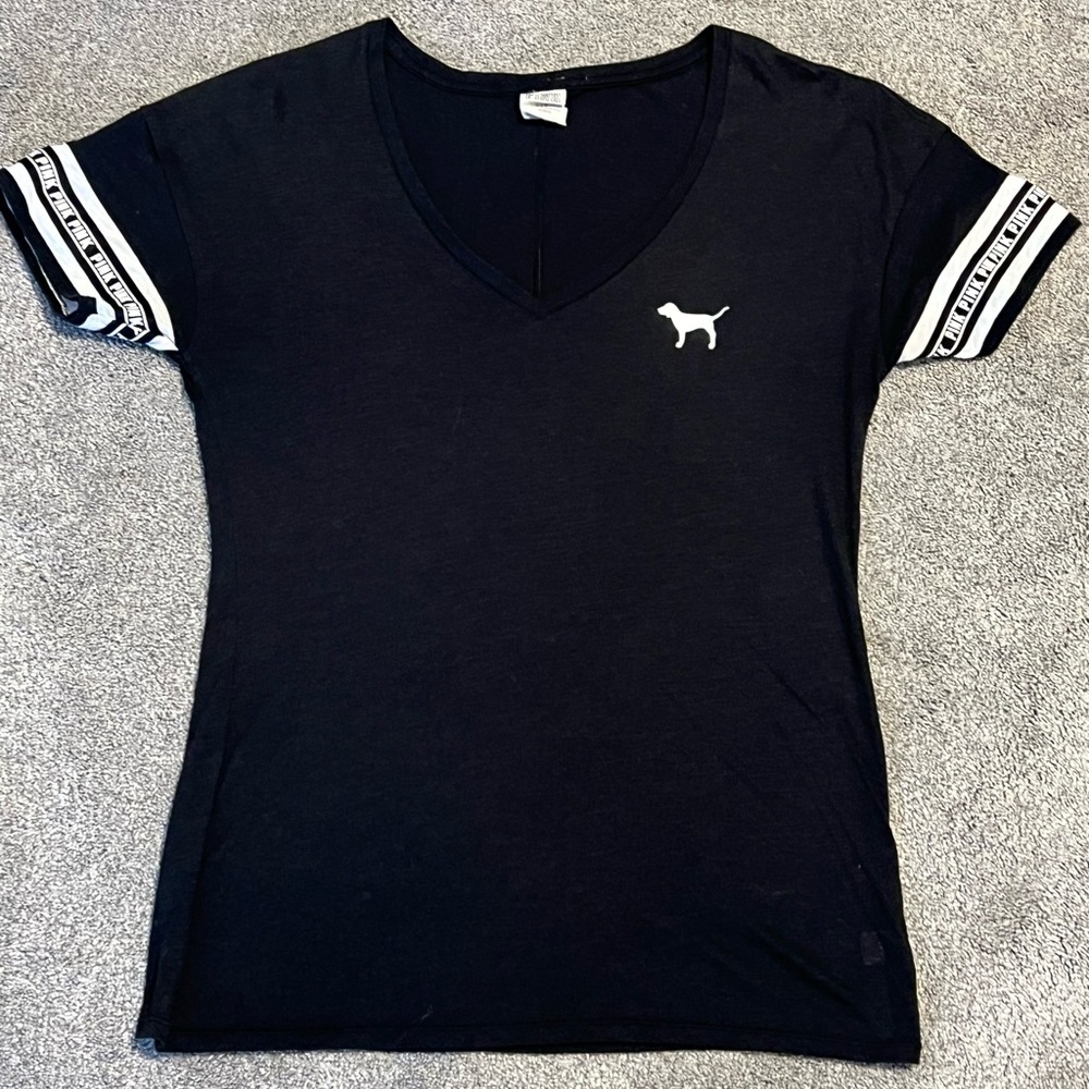 Victoria’s Secret pink black t shirt with logo size small